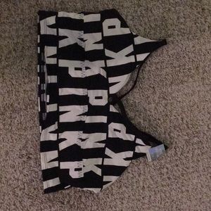 pink bralette in black and white